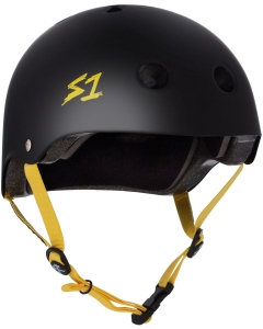 Bescherming S-ONE Helm Lifer Matzwart met Gele Banden - L