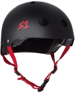 Casque de Protection S-ONE Lifer Matte Black avec Sangles Rouges - XL